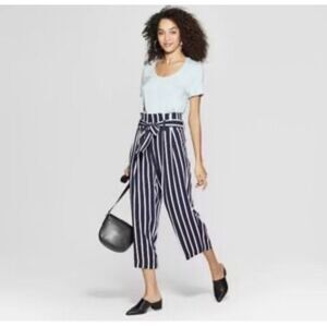 A New Day Navy Stripe Wide Leg Crop Pant Size 16